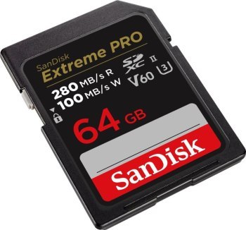 SanDisk SDXC 64GB Extreme Pro 280/100 MB/s V60 UHS-II SanDisk SDXC 64GB Extreme Pro 280/100 MB/s V60 UHS-II