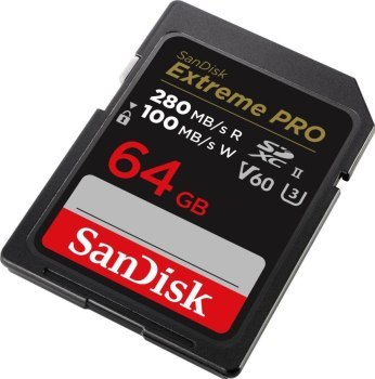 SanDisk SDXC 64GB Extreme Pro 280/100 MB/s V60 UHS-II SanDisk SDXC 64GB Extreme Pro 280/100 MB/s V60 UHS-II
