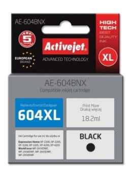 Activejet Tusz AE-604BNX (zamiennik Epson 604XL C13T10H14010 wydajność 500 stron; 18 2 ml; Supreme; czarny)