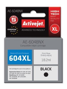 Activejet Tusz AE-604BNX (zamiennik Epson 604XL C13T10H14010 wydajność 500 stron; 18 2 ml; Supreme; czarny) Activejet Tusz AE-604BNX (zamiennik Epson 604XL C13T10H14010 wydajność 500 stron; 18 2 ml; Supreme; czarny)