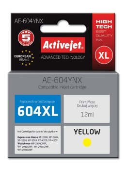 Activejet Tusz AE-604YNX (zamiennik Epson 604XL C13T10H44010; Supreme; wydajność 350 stron; 12 ml; żółty) Activejet Tusz AE-604YNX (zamiennik Epson 604XL C13T10H44010; Supreme; wydajność 350 stron; 12 ml; żółty)