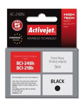 Tusz Activejet AC-24BN (zamiennik Canon BCI-24BK; Supreme; 9 ml; czarny) Tusz Activejet AC-24BN (zamiennik Canon BCI-24BK; Supreme; 9 ml; czarny)