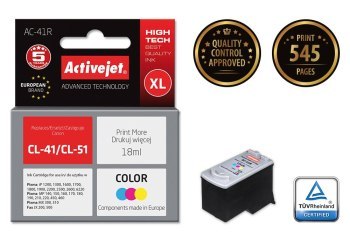 Tusz Activejet AC-41R (zamiennik Canon CL-41; Premium; 18 ml; kolor) Tusz Activejet AC-41R (zamiennik Canon CL-41; Premium; 18 ml; kolor)