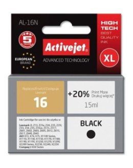 Tusz Activejet AL-16N (zamiennik Lexmark 16 10N0016; Supreme; 15 ml; czarny)