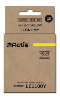 Tusz ACTIS KB-1100Y (zamiennik Brother LC1100Y/980Y; Standard; 19 ml; żółty) Tusz ACTIS KB-1100Y (zamiennik Brother LC1100Y/980Y; Standard; 19 ml; żółty)
