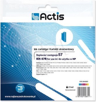 Tusz ACTIS KH-57R (zamiennik HP 57 C6657A; Standard; 21 ml; kolor) Tusz ACTIS KH-57R (zamiennik HP 57 C6657A; Standard; 21 ml; kolor)