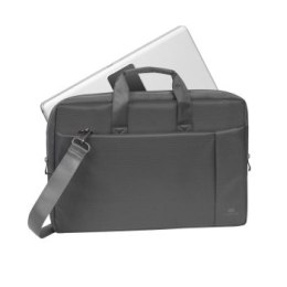 RIVACASE TORBA NA LAPTOP 17 3 CENTRAL SZARA Z POLIESTRU Z KIESZENIAMI NA TABLET SMARTFON DOKUMENTY I AKCESORIA