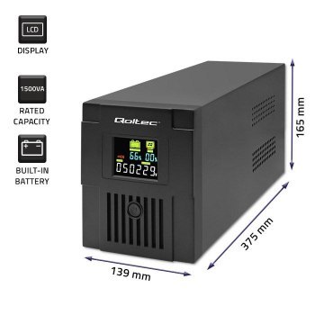 QOLTEC ZASILACZ AWARYJNY UPS LINE INTERACTIVE | MONOLITH | 1500VA | 900W | LCD | USB QOLTEC ZASILACZ AWARYJNY UPS LINE INTERACTIVE | MONOLITH | 1500VA | 900W | LCD | USB