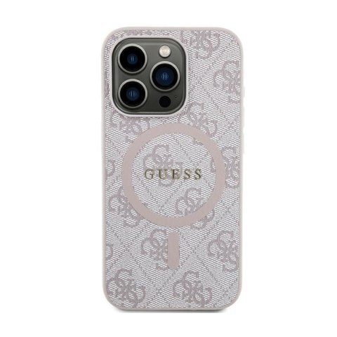 Guess 4G Collection Leather Metal Logo MagSafe - Etui iPhone 13 Pro Max (różowy) Guess 4G Collection Leather Metal Logo MagSafe - Etui iPhone 13 Pro Max (różowy)