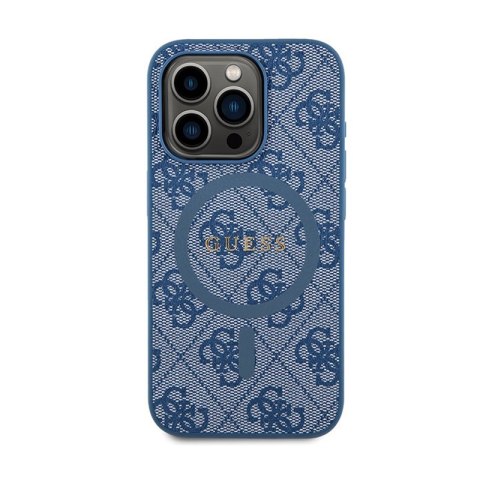 Guess 4G Collection Leather Metal Logo MagSafe - Etui iPhone 15 Pro (niebieski) Guess 4G Collection Leather Metal Logo MagSafe - Etui iPhone 15 Pro (niebieski)