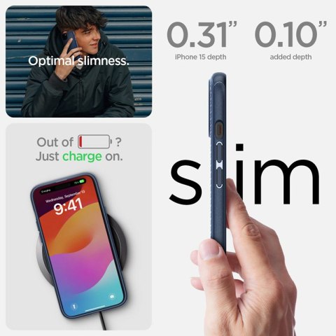 Spigen Mag Armor MagSafe - Etui do iPhone 15 (Navy Blue) Spigen Mag Armor MagSafe - Etui do iPhone 15 (Navy Blue)