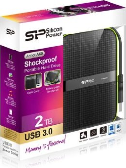 Dysk zewnętrzny Silicon Power Armor A60 2TB 2.5 USB 3.2 5400 obr/min Green-Black (SP020TBPHDA60S3K)