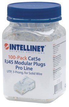 Intellinet Wtyk RJ45 Cat5e UTP, na drut, 100 szt, 790512
