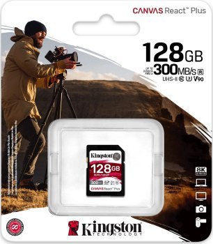 Kingston SDXC Canvas React Plus 128GB 300R/260W UHS-II U3 Kingston SDXC Canvas React Plus 128GB 300R/260W UHS-II U3