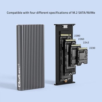 QOLTEC OBUDOWA NA DYSK M.2 SSD | SATA | NVME | RGB LED | USB-C | 4TB QOLTEC OBUDOWA NA DYSK M.2 SSD | SATA | NVME | RGB LED | USB-C | 4TB