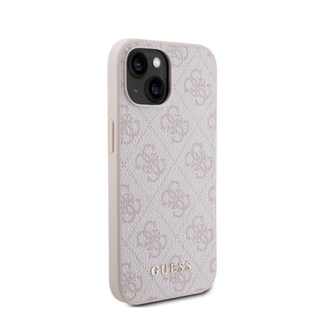 Guess 4G Metal Gold Logo - Etui iPhone 15 (różowy) Guess 4G Metal Gold Logo - Etui iPhone 15 (różowy)
