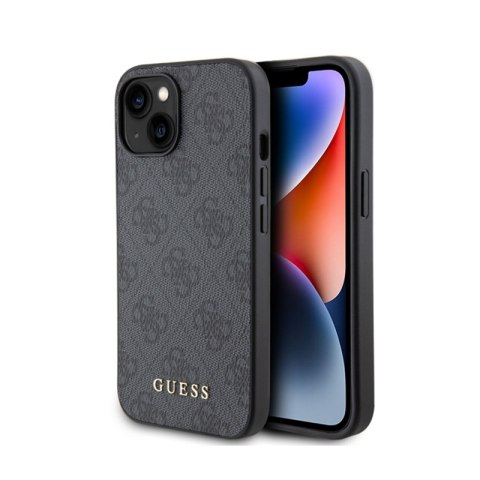 Guess 4G Metal Gold Logo - Etui iPhone 15 (szary) Guess 4G Metal Gold Logo - Etui iPhone 15 (szary)