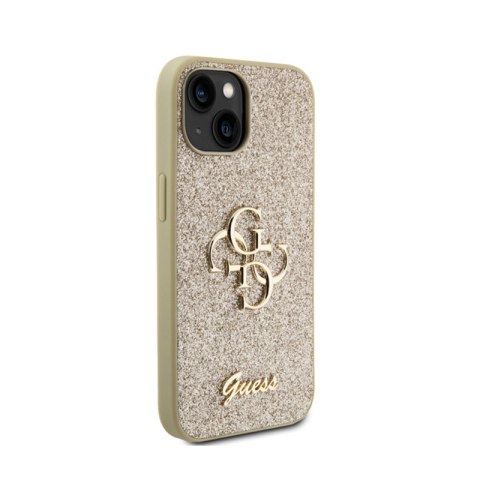 Guess Glitter Script Big 4G - Etui iPhone 15 (złoty) Guess Glitter Script Big 4G - Etui iPhone 15 (złoty)