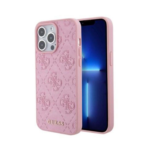 Guess Leather 4G Stamped - Etui iPhone 15 Pro (różowy) Guess Leather 4G Stamped - Etui iPhone 15 Pro (różowy)