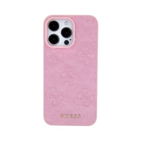 Guess Leather 4G Stamped - Etui iPhone 15 Pro (różowy) Guess Leather 4G Stamped - Etui iPhone 15 Pro (różowy)