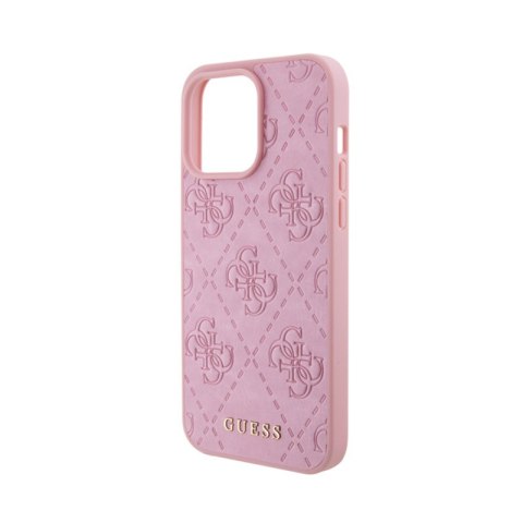 Guess Leather 4G Stamped - Etui iPhone 15 Pro (różowy) Guess Leather 4G Stamped - Etui iPhone 15 Pro (różowy)