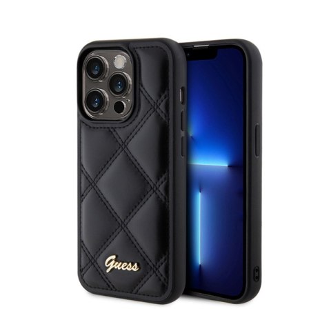 Guess Quilted Metal Logo - Etui iPhone 15 Pro Max (czarny) Guess Quilted Metal Logo - Etui iPhone 15 Pro Max (czarny)