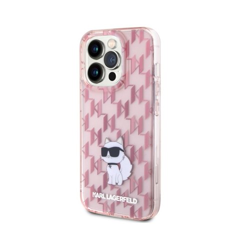 Karl Lagerfeld Monogram Choupette - Etui iPhone 15 Pro Max (różowy) Karl Lagerfeld Monogram Choupette - Etui iPhone 15 Pro Max (różowy)