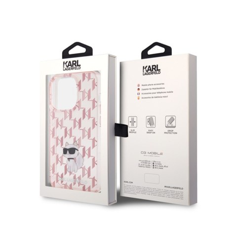Karl Lagerfeld Monogram Choupette - Etui iPhone 15 Pro Max (różowy) Karl Lagerfeld Monogram Choupette - Etui iPhone 15 Pro Max (różowy)