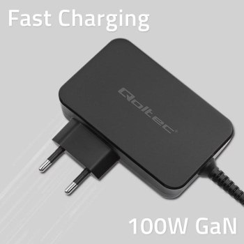 QOLTEC ŁADOWARKA GAN POWER PRO | 1XUSB-C | 100W | 5-20V | 3-5A | CZARNA QOLTEC ŁADOWARKA GAN POWER PRO | 1XUSB-C | 100W | 5-20V | 3-5A | CZARNA