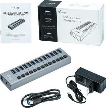 I-tec USB 3.0 Charging HUB 13 HUB Ładujący z zasilaczem 60W 13x USB 3.0 (max. 10W) z wyłącznikami 5 Gbps I-tec USB 3.0 Charging HUB 13 HUB Ładujący z zasilaczem 60W 13x USB 3.0 (max. 10W) z wyłącznikami 5 Gbps