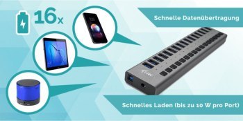 I-tec USB 3.0 Charging HUB 16 HUB Ładujący z zasilaczem 90W 16x USB 3.0 (max. 10W) z wyłącznikami 5 Gbps I-tec USB 3.0 Charging HUB 16 HUB Ładujący z zasilaczem 90W 16x USB 3.0 (max. 10W) z wyłącznikami 5 Gbps
