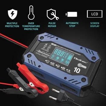 QOLTEC ŁADOWARKA DO AKUMULATORA STD AGM GEL LIFEPO4 | PROSTOWNIK Z FUNKCJĄ NAPRAWY | 12-24V | 10A | LCD|9-STOPNIOWE ŁADOWANIE QOLTEC ŁADOWARKA DO AKUMULATORA STD AGM GEL LIFEPO4 | PROSTOWNIK Z FUNKCJĄ NAPRAWY | 12-24V | 10A | LCD|9-STOPNIOWE ŁADOWANIE