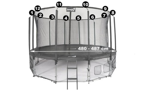 Siatka wewnętrzna do trampoliny z ringiem 16FT 487 cm na 12 słupków JUMPI Siatka wewnętrzna do trampoliny z ringiem 16FT 487 cm na 12 słupków JUMPI