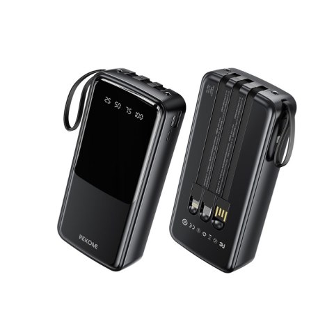 WEKOME WP-10 Pop Digital Series - Power bank 20000 mAh z wbudowanym kablem USB-C / Lightning / Micro USB / USB-A (Czarny) WEKOME WP-10 Pop Digital Series - Power bank 20000 mAh z wbudowanym kablem USB-C / Lightning / Micro USB / USB-A (Czarny)