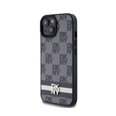 DKNY Leather Checkered Mono Pattern & Printed Stripes - Etui iPhone 14 / 15 / 13 (czarny) DKNY Leather Checkered Mono Pattern & Printed Stripes - Etui iPhone 14 / 15 / 13 (czarny)