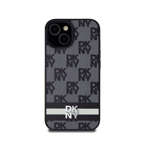 DKNY Leather Checkered Mono Pattern & Printed Stripes - Etui iPhone 14 / 15 / 13 (czarny) DKNY Leather Checkered Mono Pattern & Printed Stripes - Etui iPhone 14 / 15 / 13 (czarny)