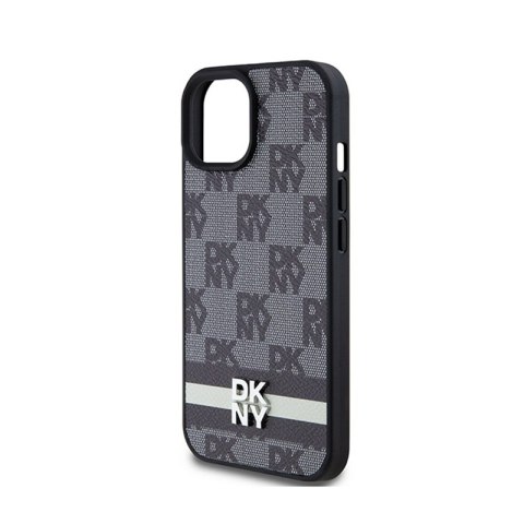DKNY Leather Checkered Mono Pattern & Printed Stripes - Etui iPhone 14 / 15 / 13 (czarny) DKNY Leather Checkered Mono Pattern & Printed Stripes - Etui iPhone 14 / 15 / 13 (czarny)