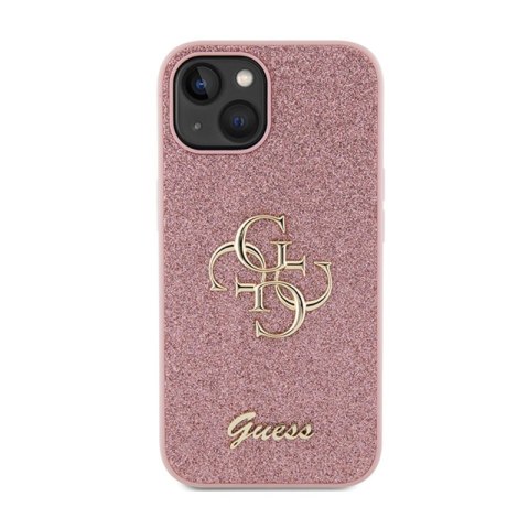 Guess Glitter Script Big 4G - Etui iPhone 15 Plus (różowy) Guess Glitter Script Big 4G - Etui iPhone 15 Plus (różowy)