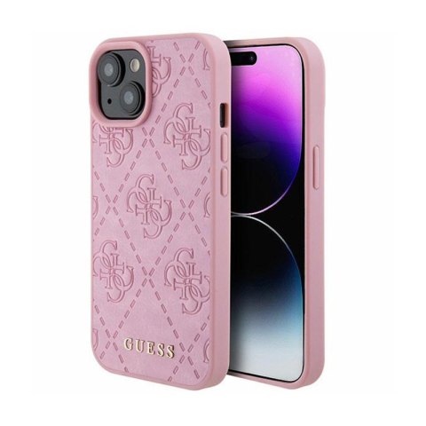 Guess Leather 4G Stamped - Etui iPhone 15 (różowy) Guess Leather 4G Stamped - Etui iPhone 15 (różowy)