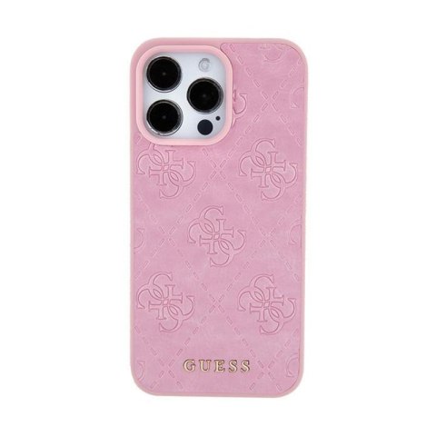 Guess Leather 4G Stamped - Etui iPhone 15 (różowy) Guess Leather 4G Stamped - Etui iPhone 15 (różowy)