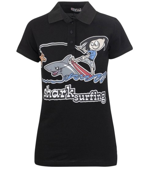 BLUZKA długi T-shirt POLO kolekcja ZUZIA (Czarny \ Kołnierzyk) BLUZKA długi T-shirt POLO kolekcja ZUZIA (Czarny \ Kołnierzyk)
