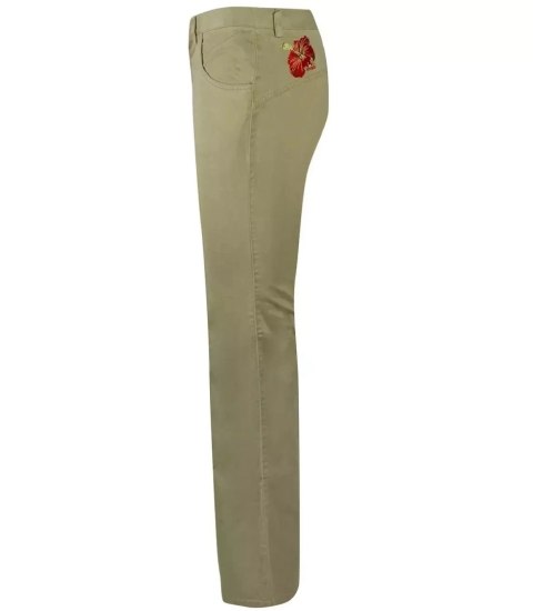 Damskie bojówki niski stan dzwony denim haft (Beżowy) Damskie bojówki niski stan dzwony denim haft (Beżowy)