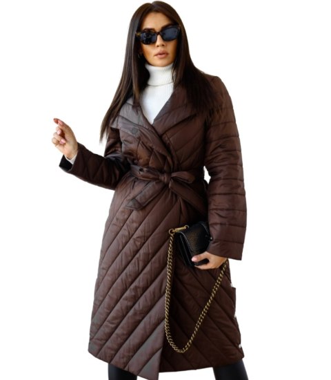 Damski płaszcz przejściowy pikowany Elegancki NATALIA (Brązowy) Damski płaszcz przejściowy pikowany Elegancki NATALIA (Brązowy)