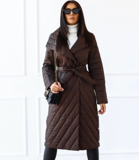 Damski płaszcz przejściowy pikowany Elegancki NATALIA (Brązowy) Damski płaszcz przejściowy pikowany Elegancki NATALIA (Brązowy)