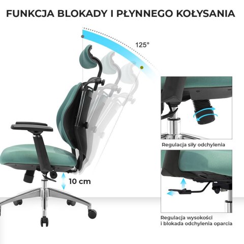 Fotel biurowy ergonomiczny Stelio Zielony Fotel biurowy ergonomiczny Stelio Zielony