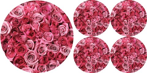 Zestaw podkładek na stół okrągłych 1+4 - VALENTINE ROSES Zestaw podkładek na stół okrągłych 1+4 - VALENTINE ROSES
