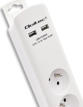 Listwa antyprzepięciowa - Qoltec Listwa antyprzepięciowa | 4 gniazda | 2 x USB | 1.8m | Biała Listwa antyprzepięciowa - Qoltec Listwa antyprzepięciowa | 4 gniazda | 2 x USB | 1.8m | Biała