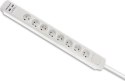 Listwa antyprzepięciowa - Qoltec Listwa antyprzepięciowa | 8 gniazd | 2 x USB | 1.8m | Biała