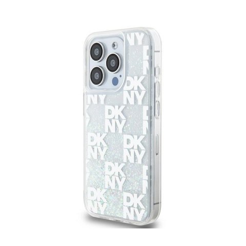 DKNY Liquid Glitter Multilogo - Etui iPhone 15 Pro (biały) DKNY Liquid Glitter Multilogo - Etui iPhone 15 Pro (biały)