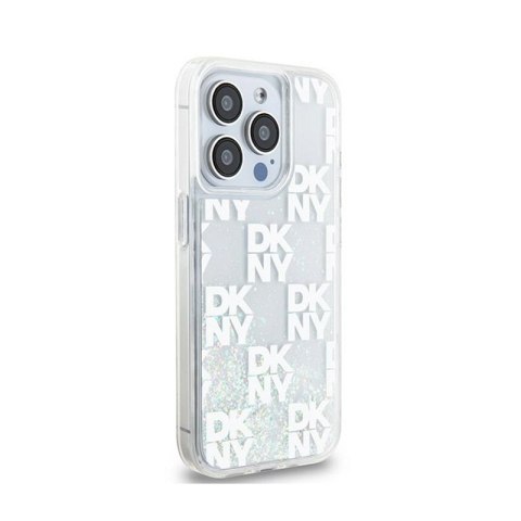DKNY Liquid Glitter Multilogo - Etui iPhone 15 Pro (biały) DKNY Liquid Glitter Multilogo - Etui iPhone 15 Pro (biały)